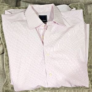 David Donahue Light Pink with Blue Stripes Formal Shirt